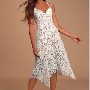 NWT Lulu's One Wish White Lace Midi Dress